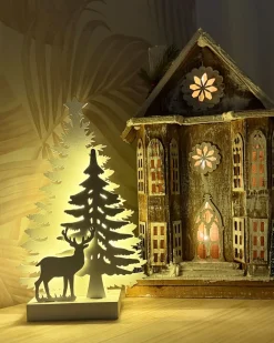 Decorazione natalizia LED UNARI Casa 50 cm Marrone chiaro