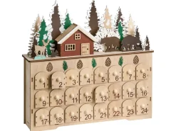 Decorazione natalizia LED HELIN Calendario dell'Avvento 33 cm Marrone chiaro