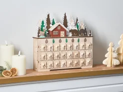 Decorazione natalizia LED HELIN Calendario dell'Avvento 33 cm Marrone chiaro