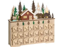 Decorazione natalizia LED HELIN Calendario dell'Avvento 33 cm Marrone chiaro