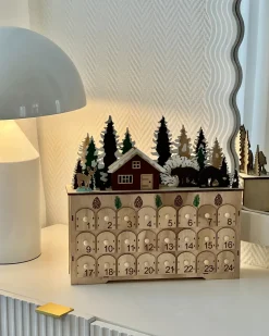 Decorazione natalizia LED HELIN Calendario dell'Avvento 33 cm Marrone chiaro