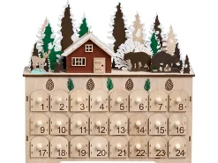Decorazione natalizia LED HELIN Calendario dell'Avvento 33 cm Marrone chiaro