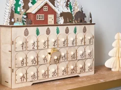 Decorazione natalizia LED HELIN Calendario dell'Avvento 33 cm Marrone chiaro