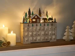 Decorazione natalizia LED HELIN Calendario dell'Avvento 33 cm Marrone chiaro