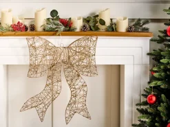 Decorazione natalizia LED FILSO Fiocco 56 cm Oro