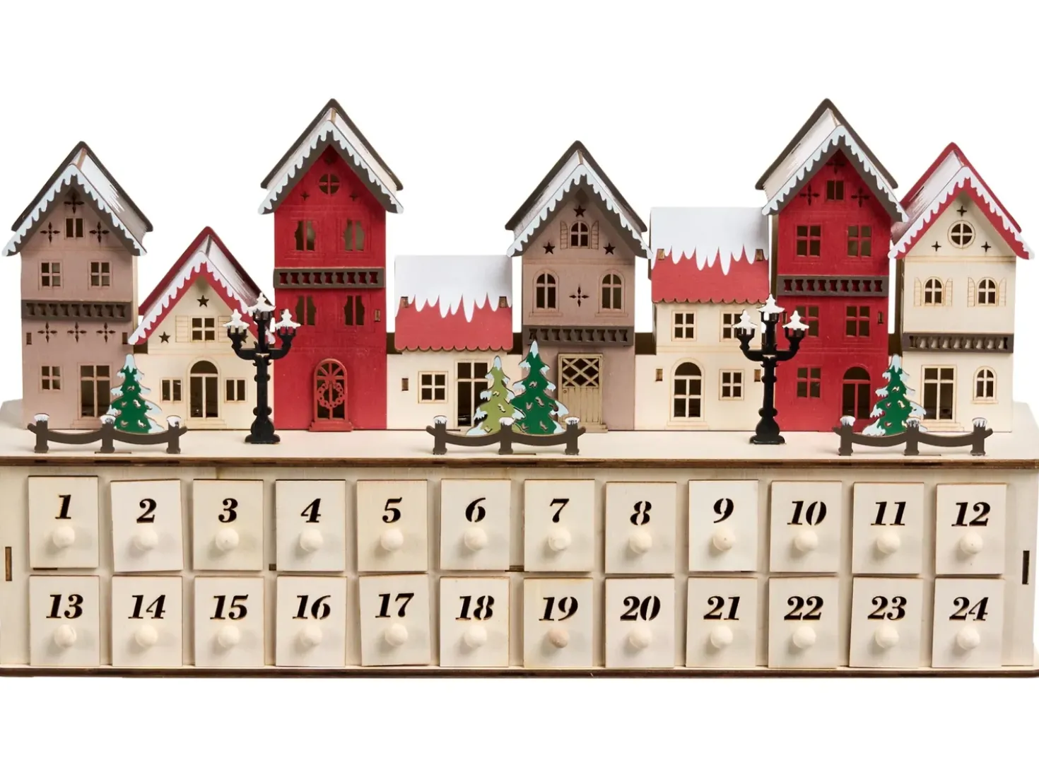 Decorazione natalizia LED VISTERFLO Calendario dell'Avvento 24 cm Marrone chiaro