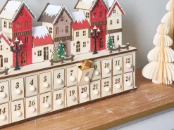 Decorazione natalizia LED VISTERFLO Calendario dell'Avvento 24 cm Marrone chiaro