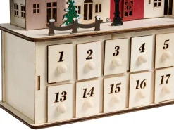 Decorazione natalizia LED VISTERFLO Calendario dell'Avvento 24 cm Marrone chiaro