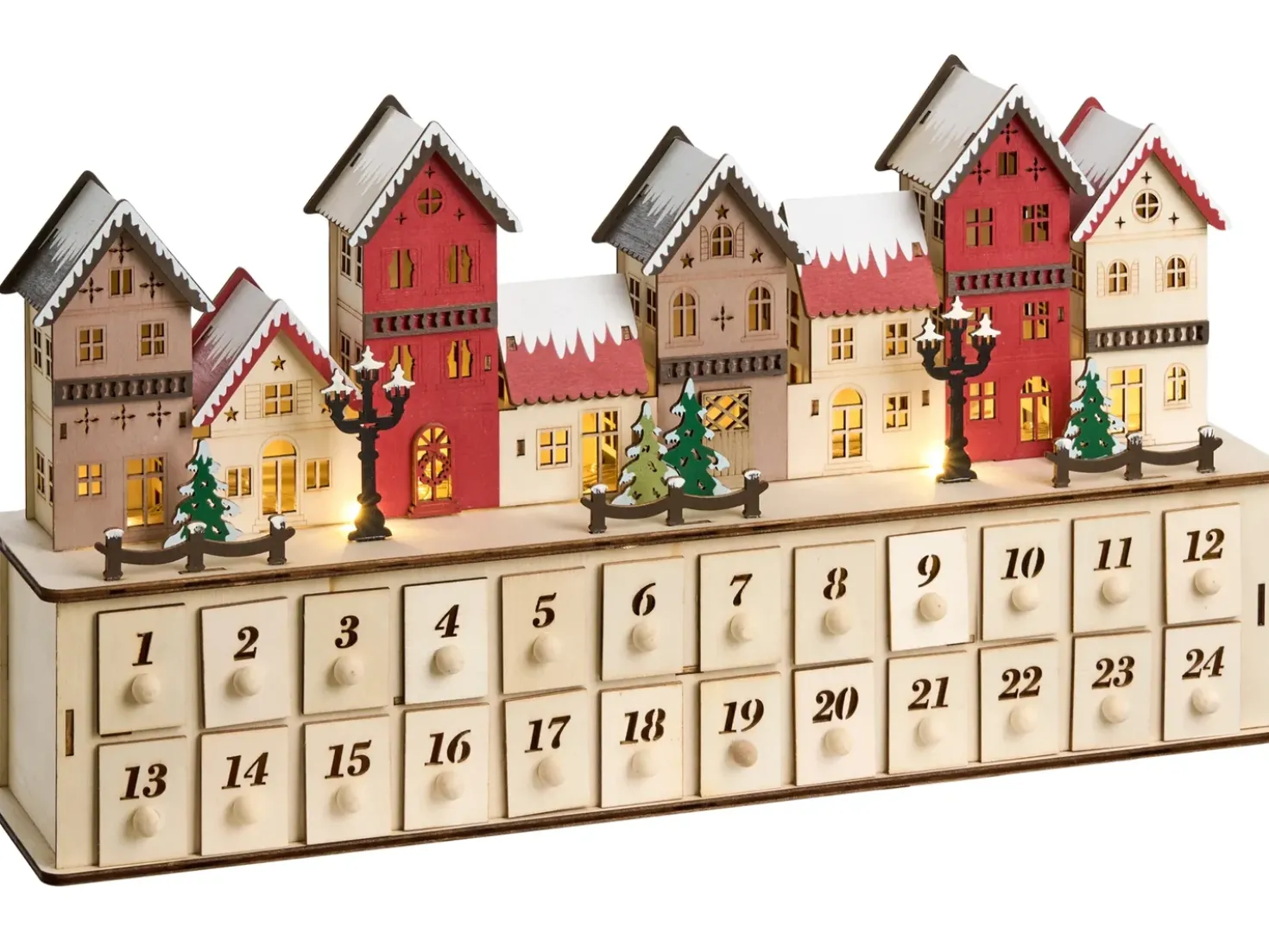 Decorazione natalizia LED VISTERFLO Calendario dell'Avvento 24 cm Marrone chiaro