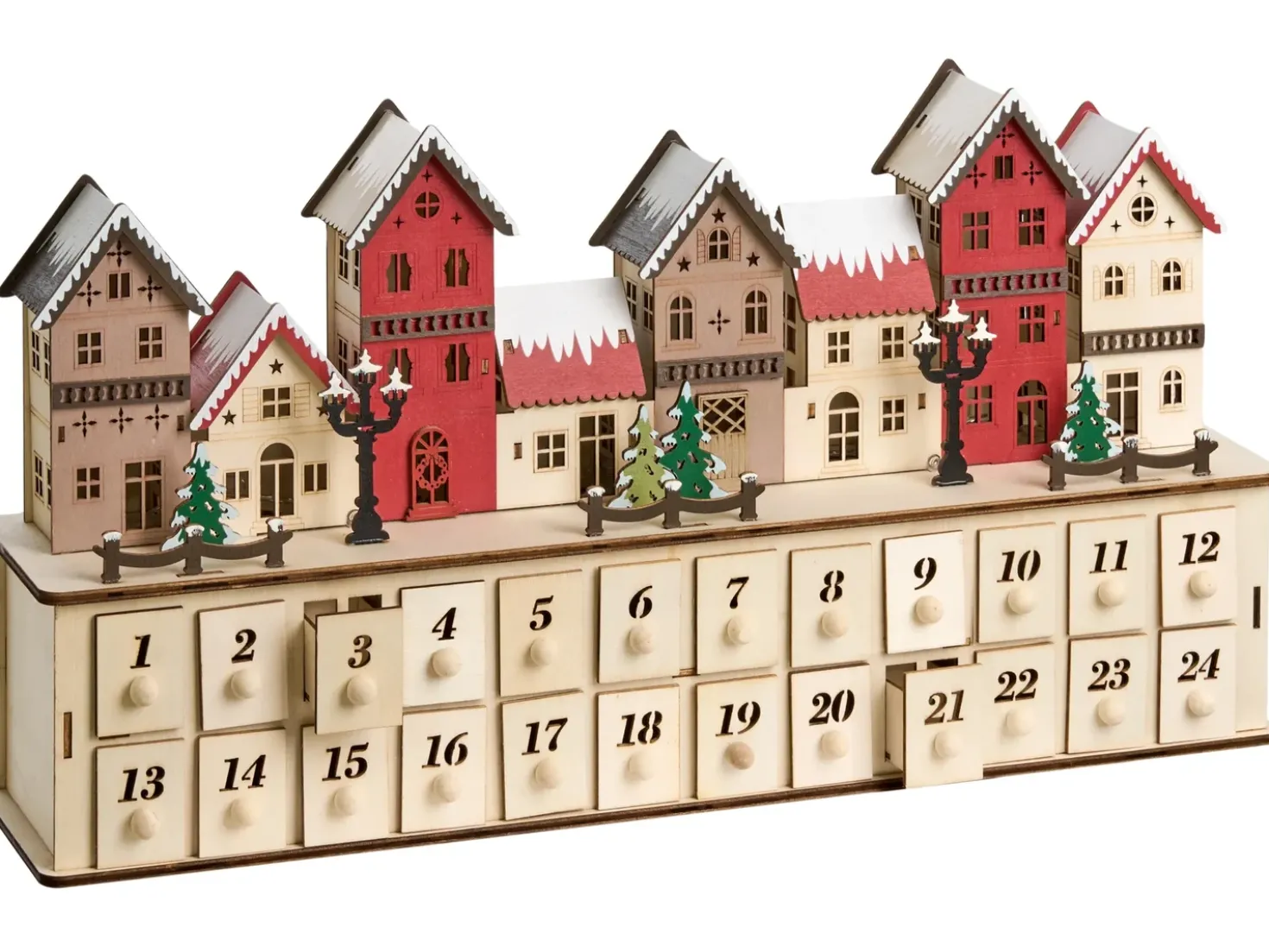 Decorazione natalizia LED VISTERFLO Calendario dell'Avvento 24 cm Marrone chiaro
