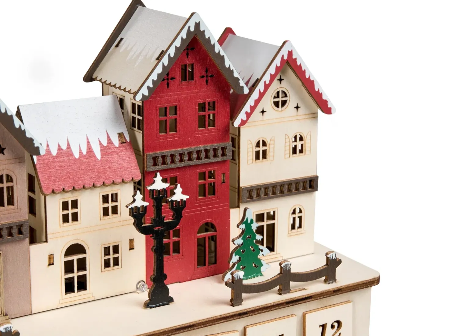 Decorazione natalizia LED VISTERFLO Calendario dell'Avvento 24 cm Marrone chiaro
