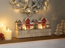Decorazione natalizia LED VISTERFLO Calendario dell'Avvento 24 cm Marrone chiaro