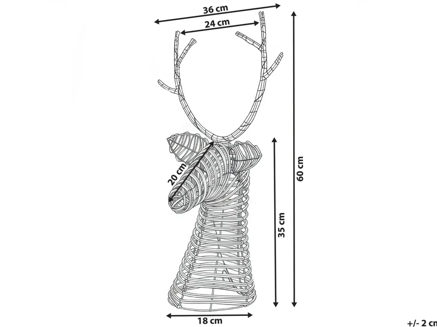Decorazione natalizia LED DYBESO Renna 60 cm Marrone scuro