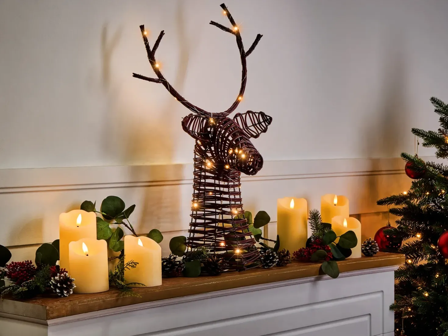 Decorazione natalizia LED DYBESO Renna 60 cm Marrone scuro
