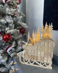 Decorazione natalizia LED IMPALA Calendario dell'Avvento 40 cm Marrone chiaro