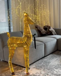 Decorazione natalizia LED AKUREYRI Renna 110 cm Oro