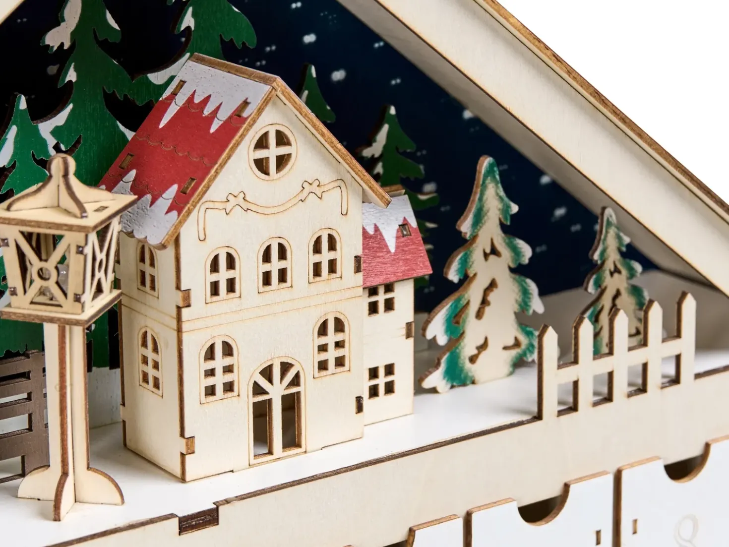 Decorazione natalizia LED NISSER Calendario dell'Avvento 44 cm Marrone chiaro