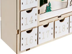 Decorazione natalizia LED NISSER Calendario dell'Avvento 44 cm Marrone chiaro
