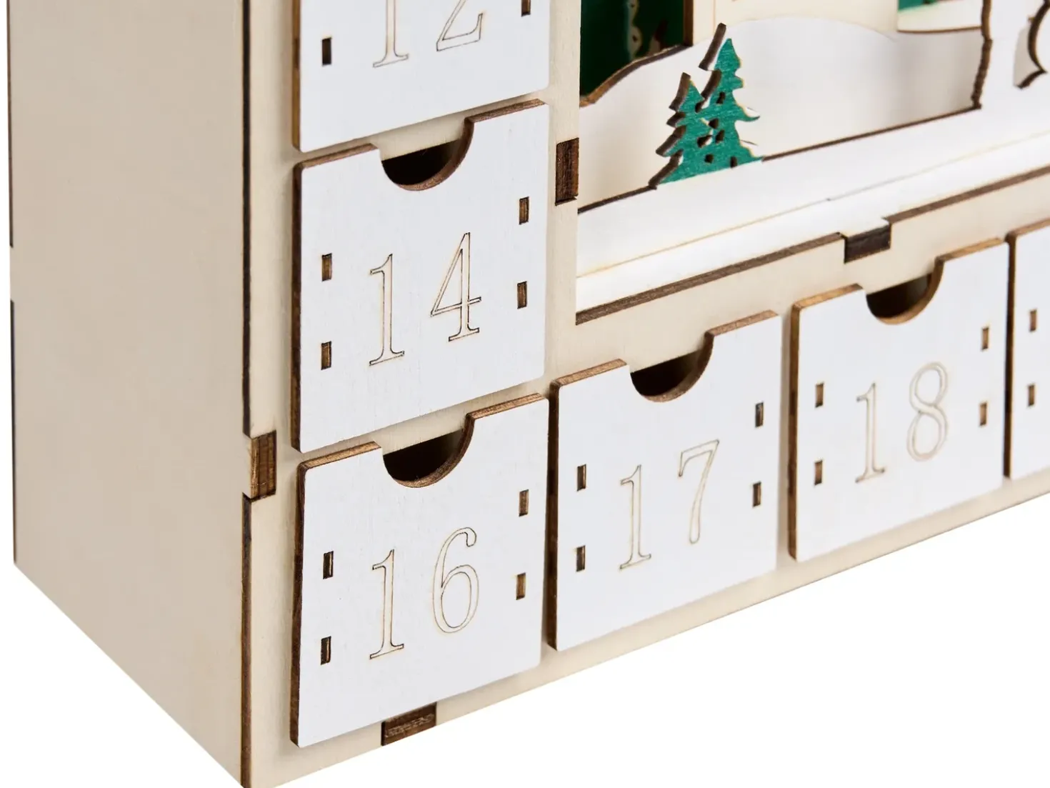 Decorazione natalizia LED NISSER Calendario dell'Avvento 44 cm Marrone chiaro