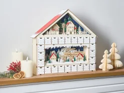 Decorazione natalizia LED NISSER Calendario dell'Avvento 44 cm Marrone chiaro