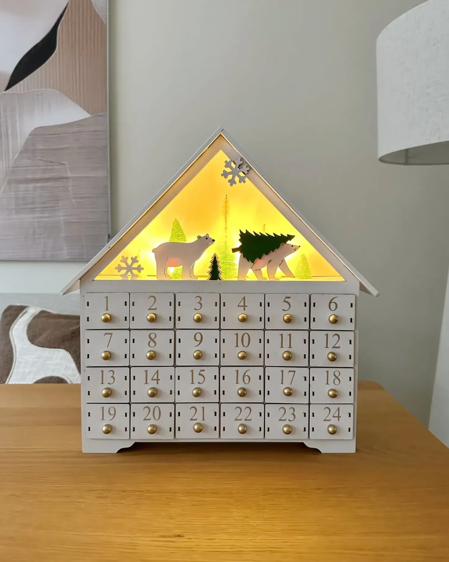 Decorazione natalizia LED MJOSA Calendario dell'Avvento 33 cm Bianco
