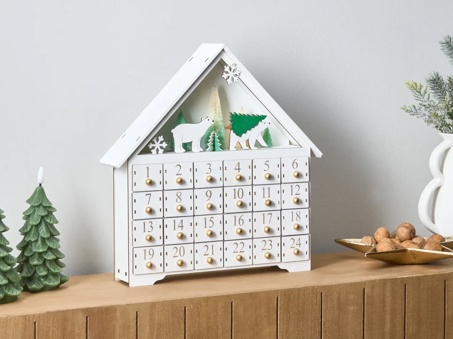 Decorazione natalizia LED MJOSA Calendario dell'Avvento 33 cm Bianco