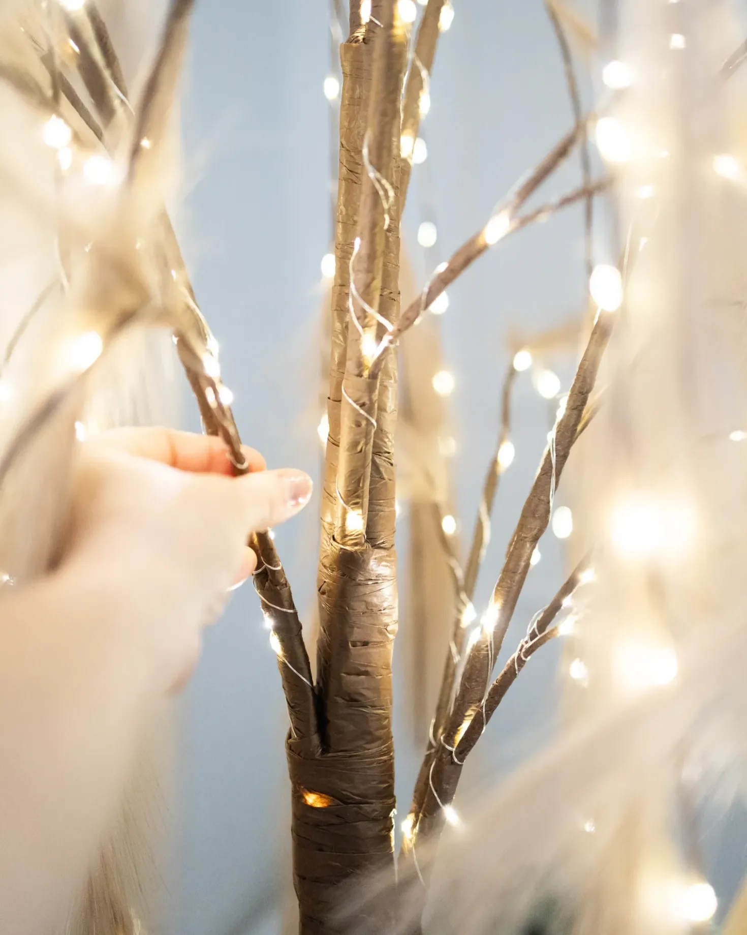 Decorazione per esterni LED KOPASKER Albero 160 cm Beige