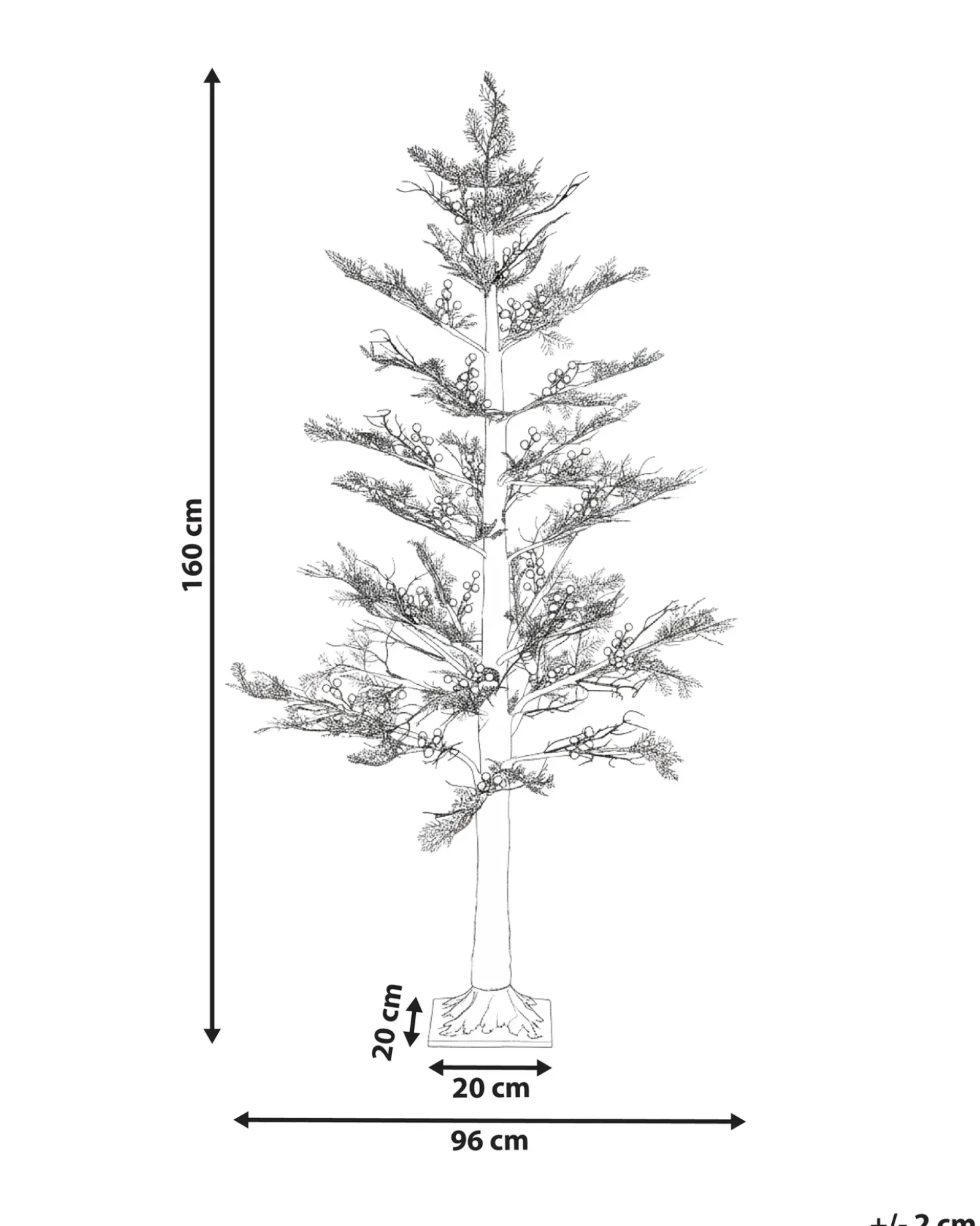 Decorazione per esterni LED VASSLEN Albero di Natale 160 cm Bianco