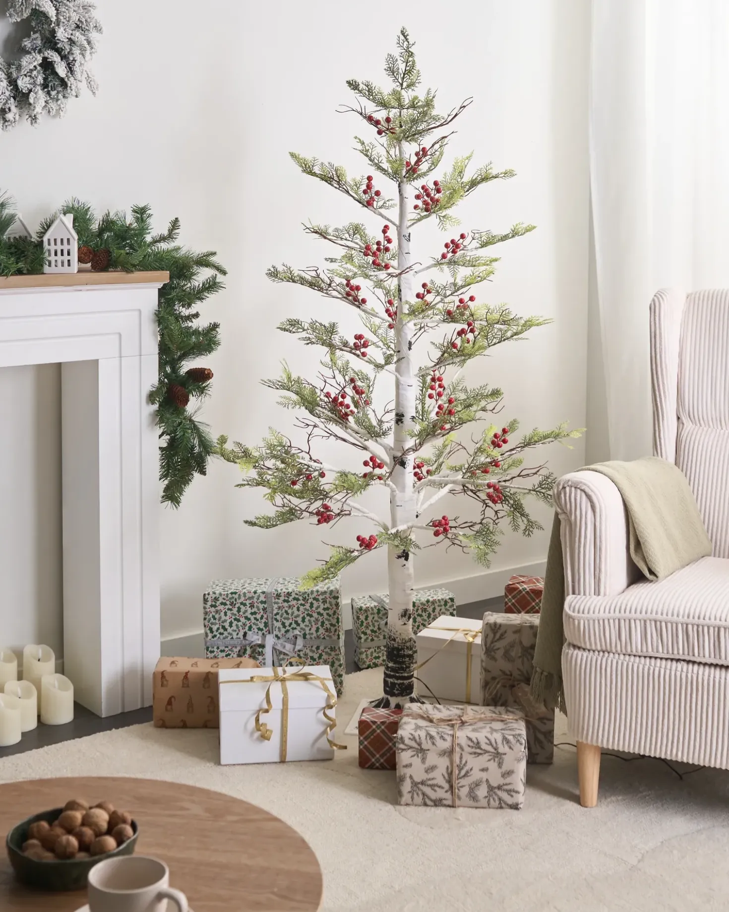 Decorazione per esterni LED VASSLEN Albero di Natale 160 cm Bianco