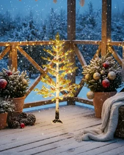 Decorazione per esterni LED VASSLEN Albero di Natale 160 cm Bianco