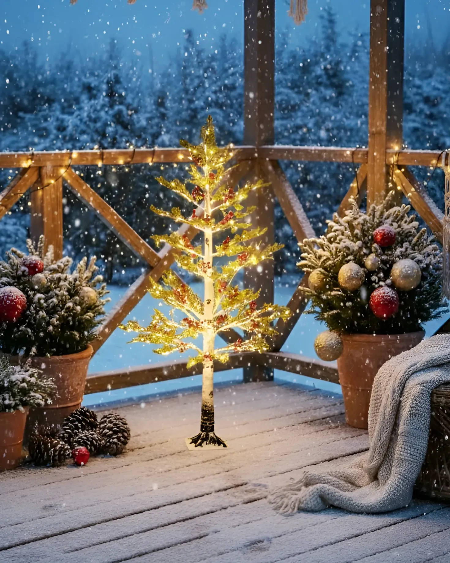 Decorazione per esterni LED VASSLEN Albero di Natale 160 cm Bianco