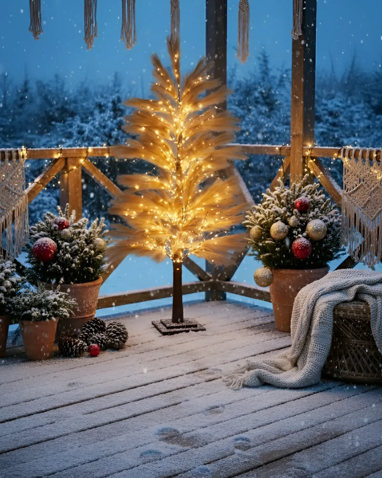 Decorazione per esterni LED HAUGANES Albero di Natale 190 cm Beige