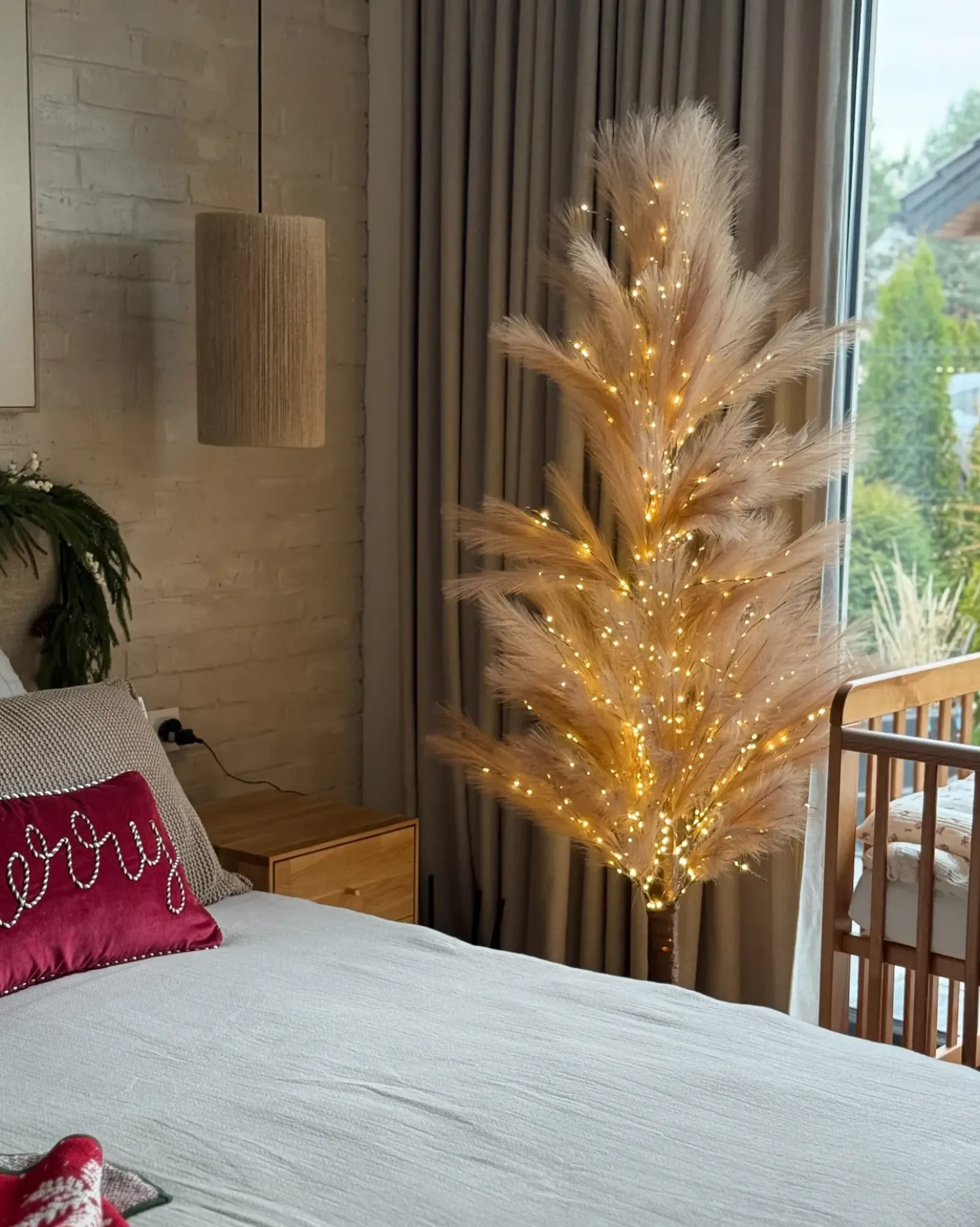 Decorazione per esterni LED HAUGANES Albero di Natale 190 cm Beige