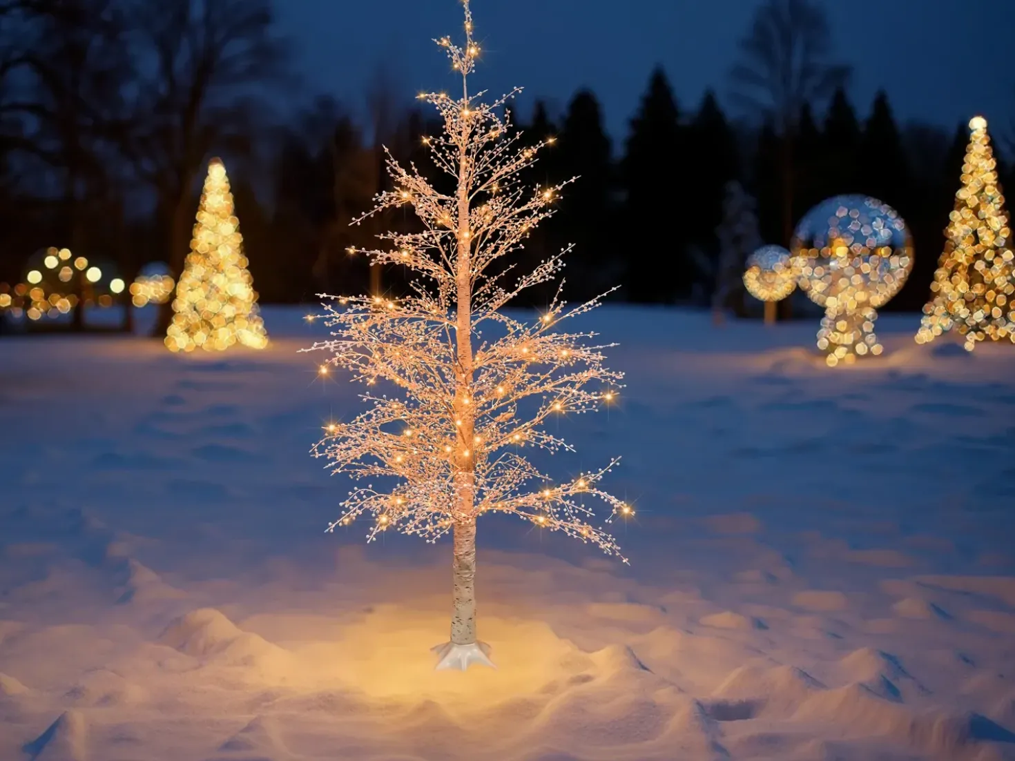 Decorazione per esterni LED SUONTEE Albero di Natale 180 cm Bianco