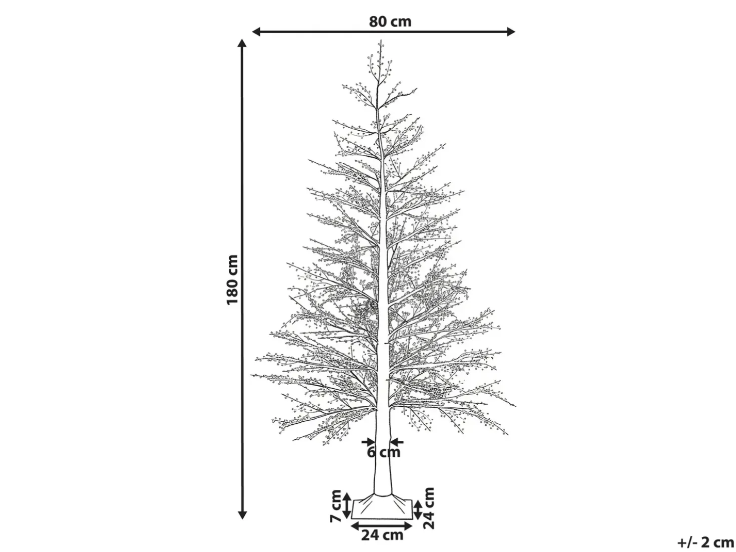 Decorazione per esterni LED SUONTEE Albero di Natale 180 cm Bianco
