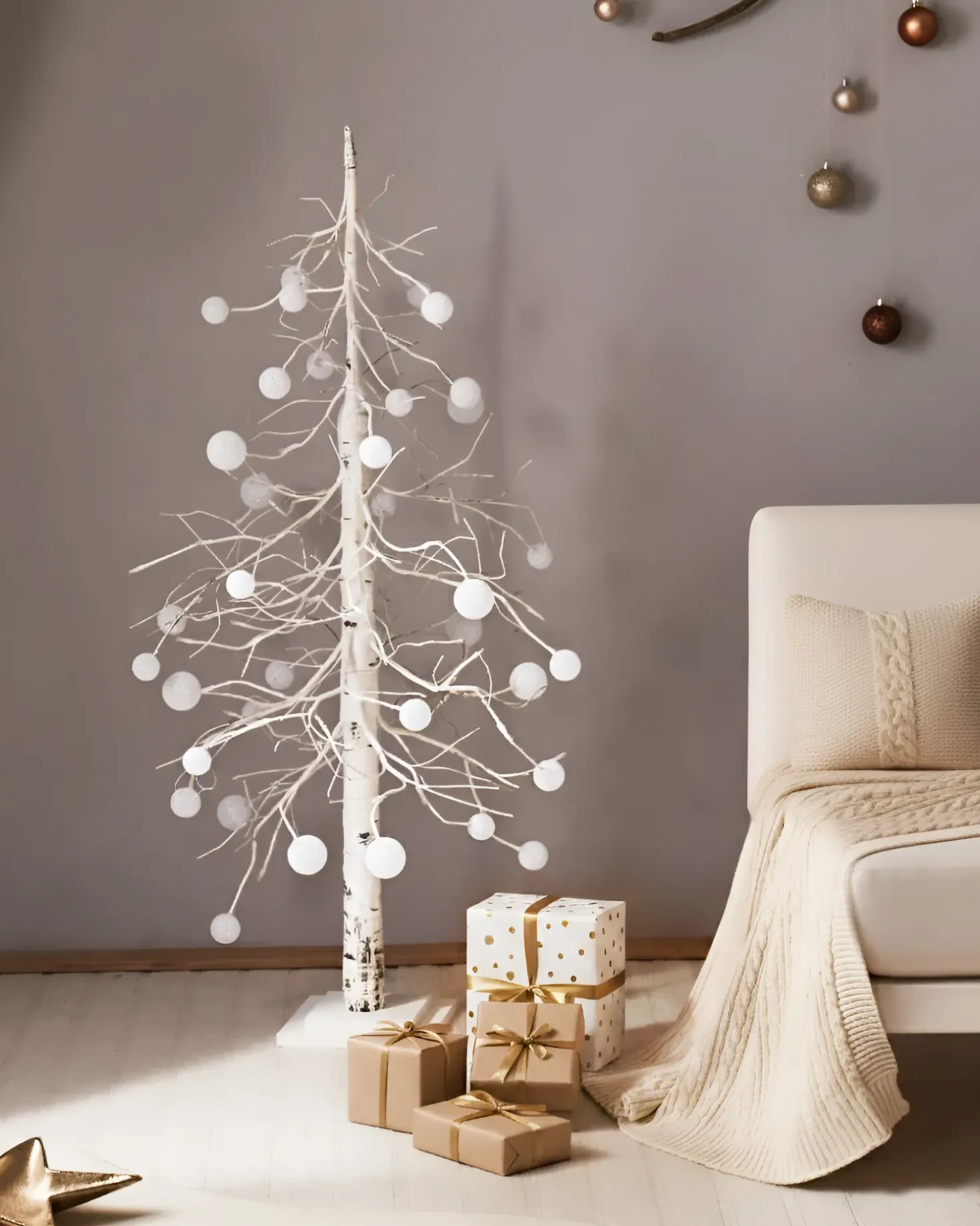 Decorazione per esterni LED HOLAR Albero di Natale 122 cm Bianco