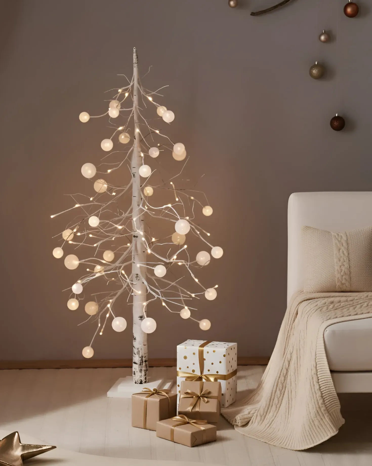 Decorazione per esterni LED HOLAR Albero di Natale 122 cm Bianco