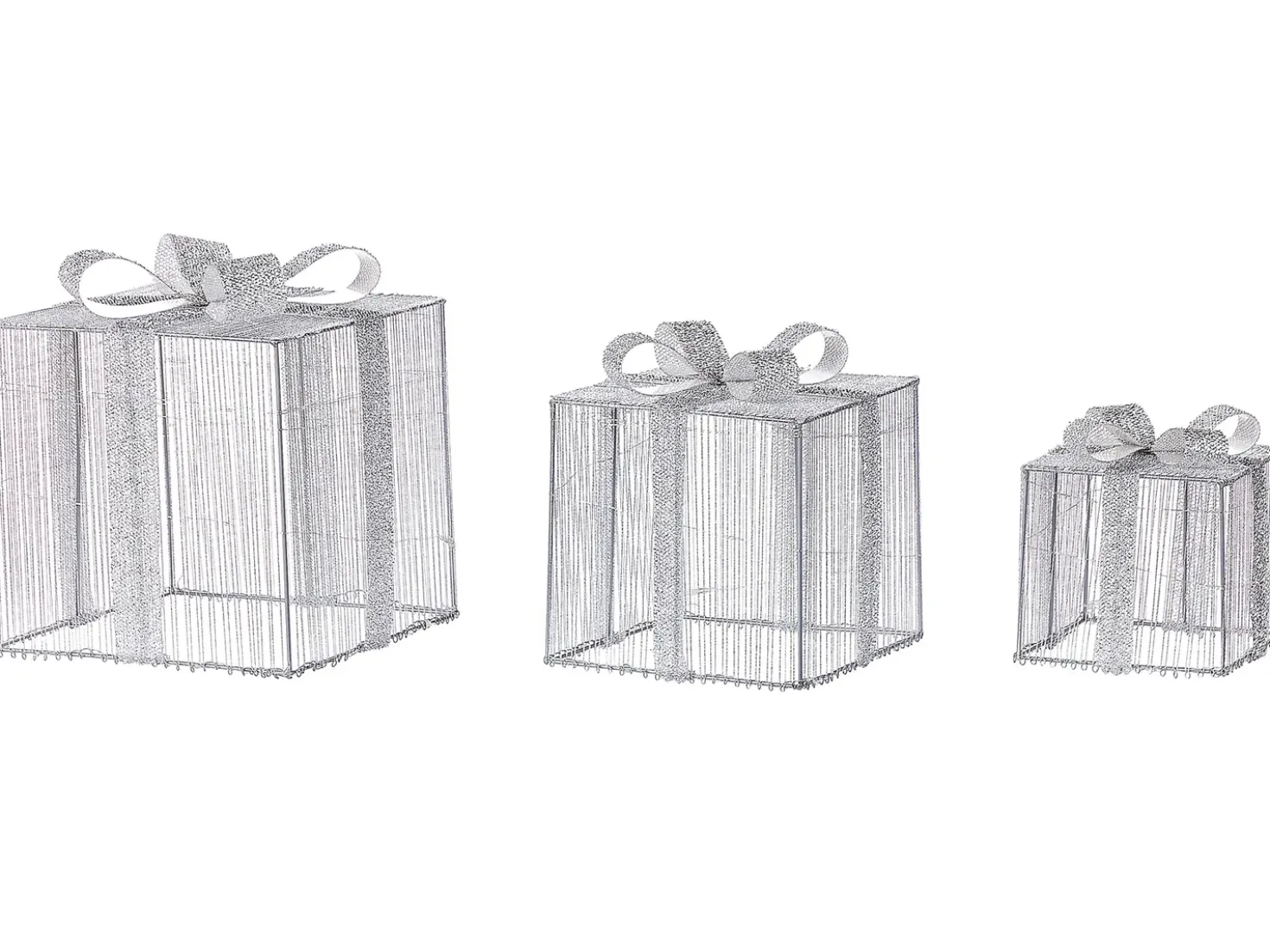Decorazione per esterni LED ARNES Regali di Natale 25/20/15 cm Argento
