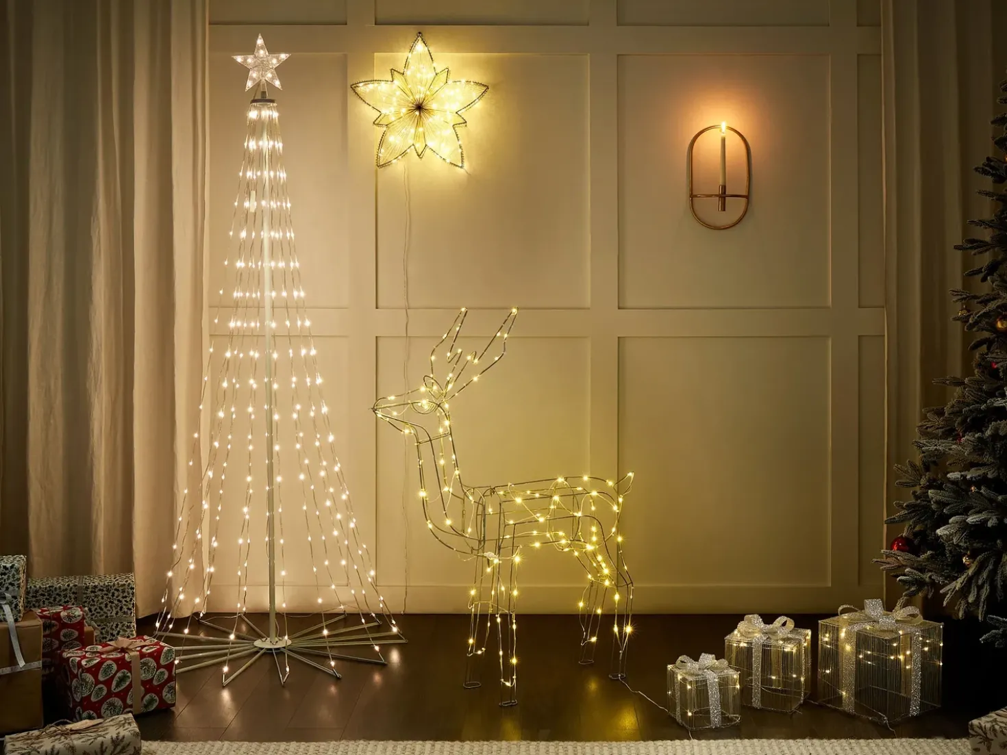 Decorazione per esterni LED ARNES Regali di Natale 25/20/15 cm Argento