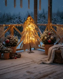 Decorazione per esterni LED BIFROST Albero di Natale 123 cm Beige