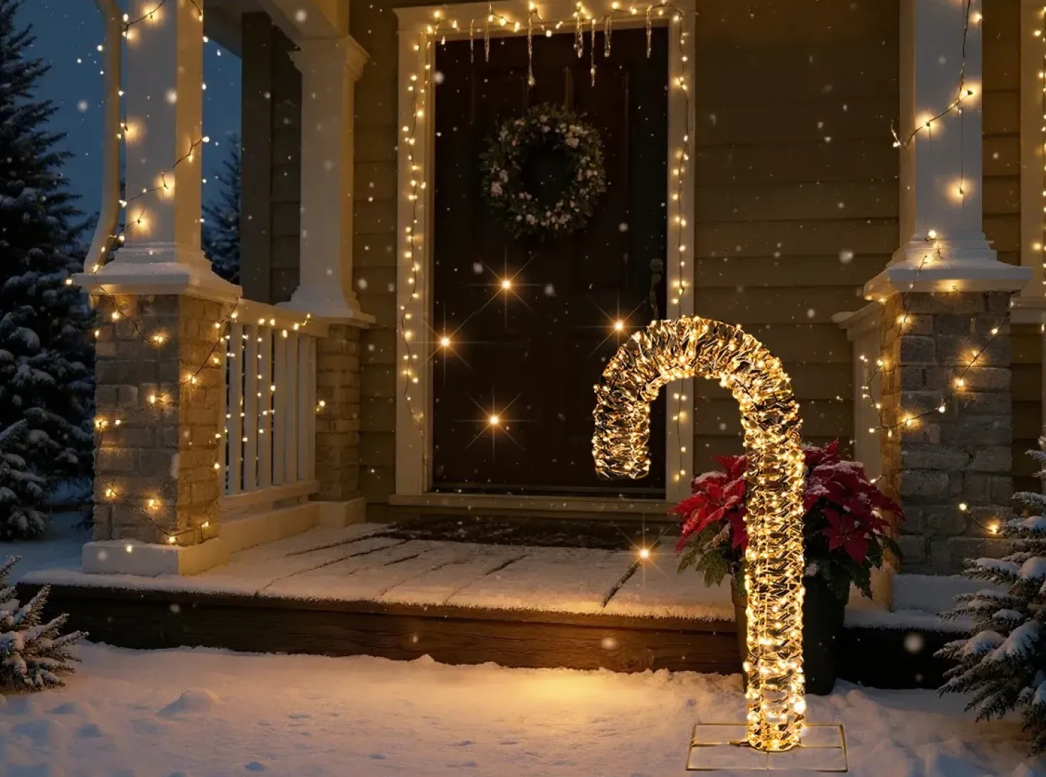 Decorazione per esterni LED NORRESO Bastoncino di zucchero 74 cm Oro