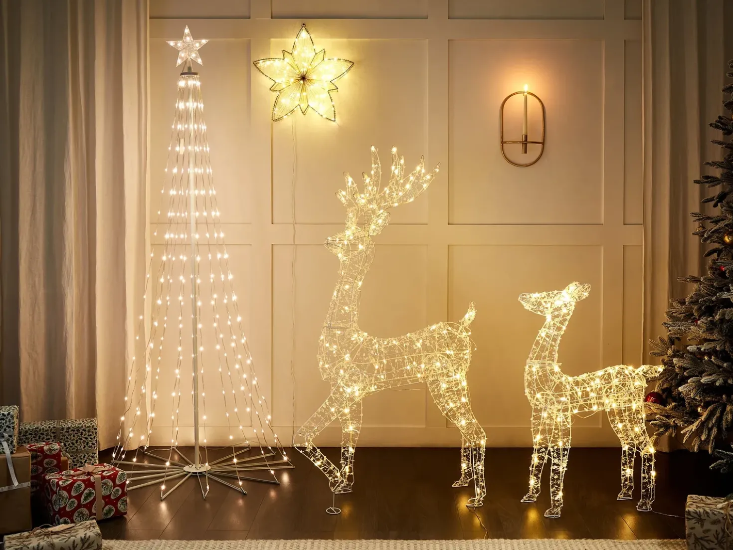Decorazione per esterni LED HAFNIR Capriolo 92 cm Argento