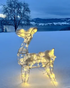 Decorazione per esterni LED HAFNIR Capriolo 92 cm Argento