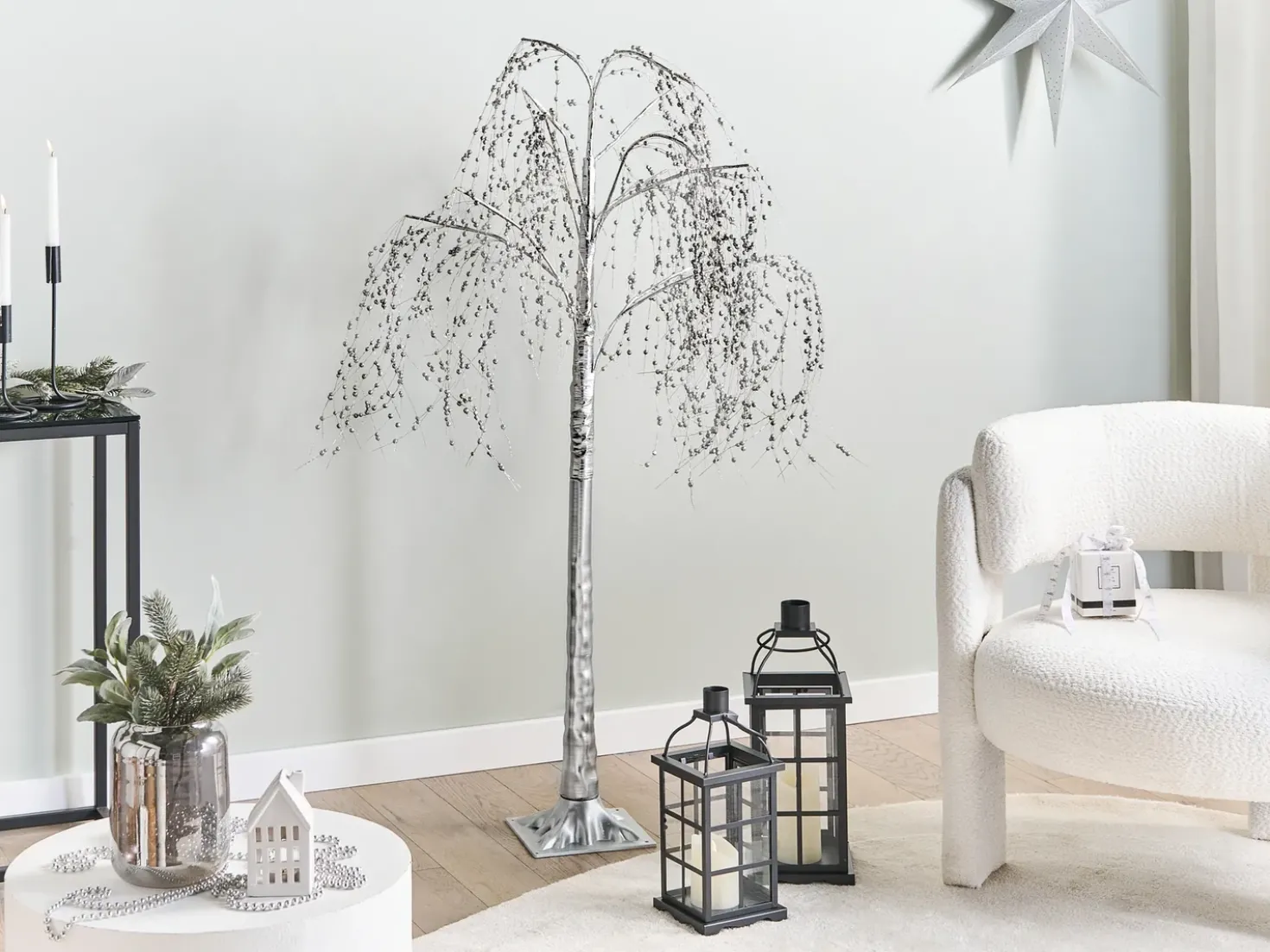 Decorazione per esterni LED NILLAKA Albero 145 cm Argento