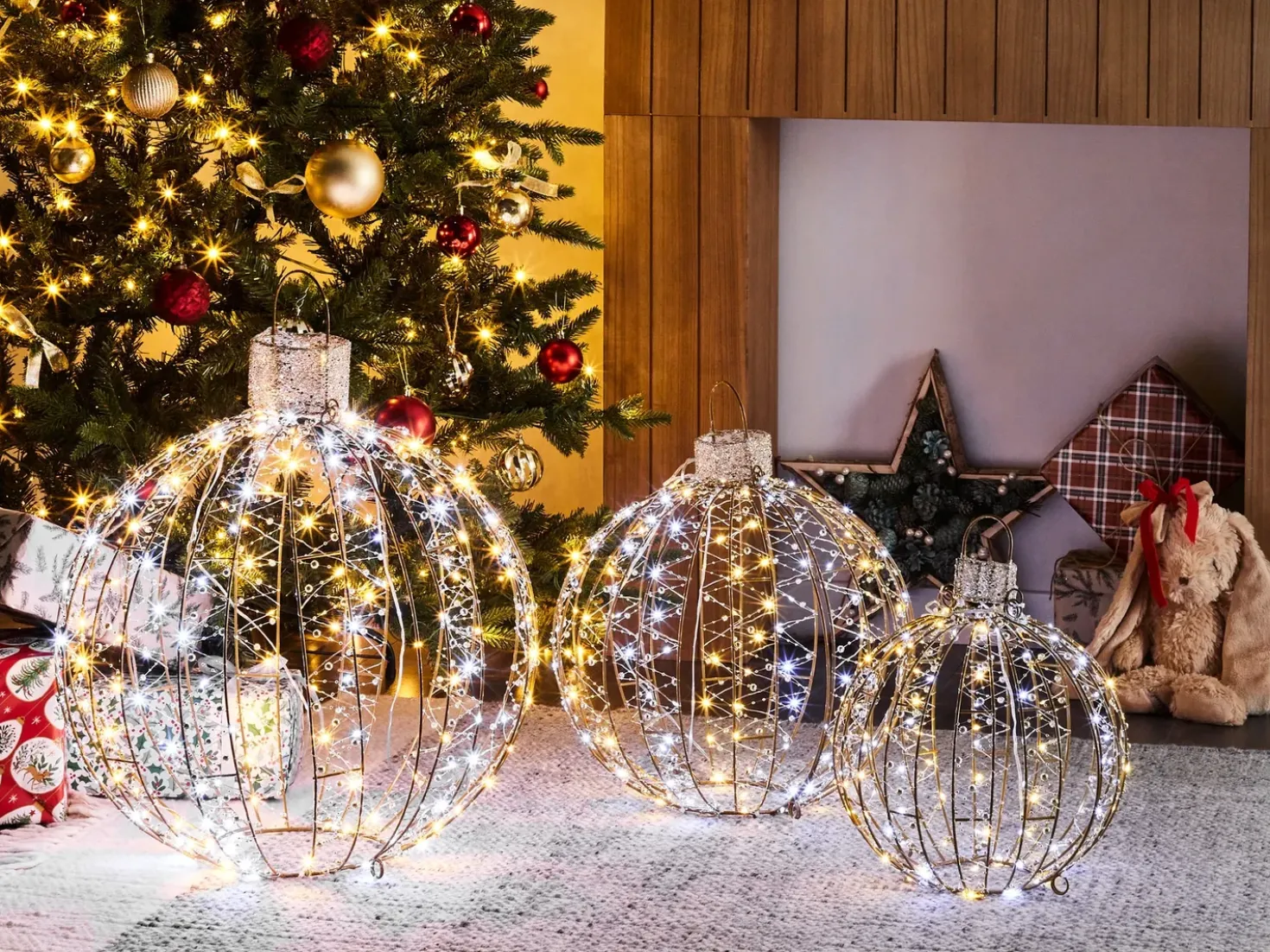 Decorazione per esterni LED GAROUR Palla di Natale 65/50/40 cm Oro