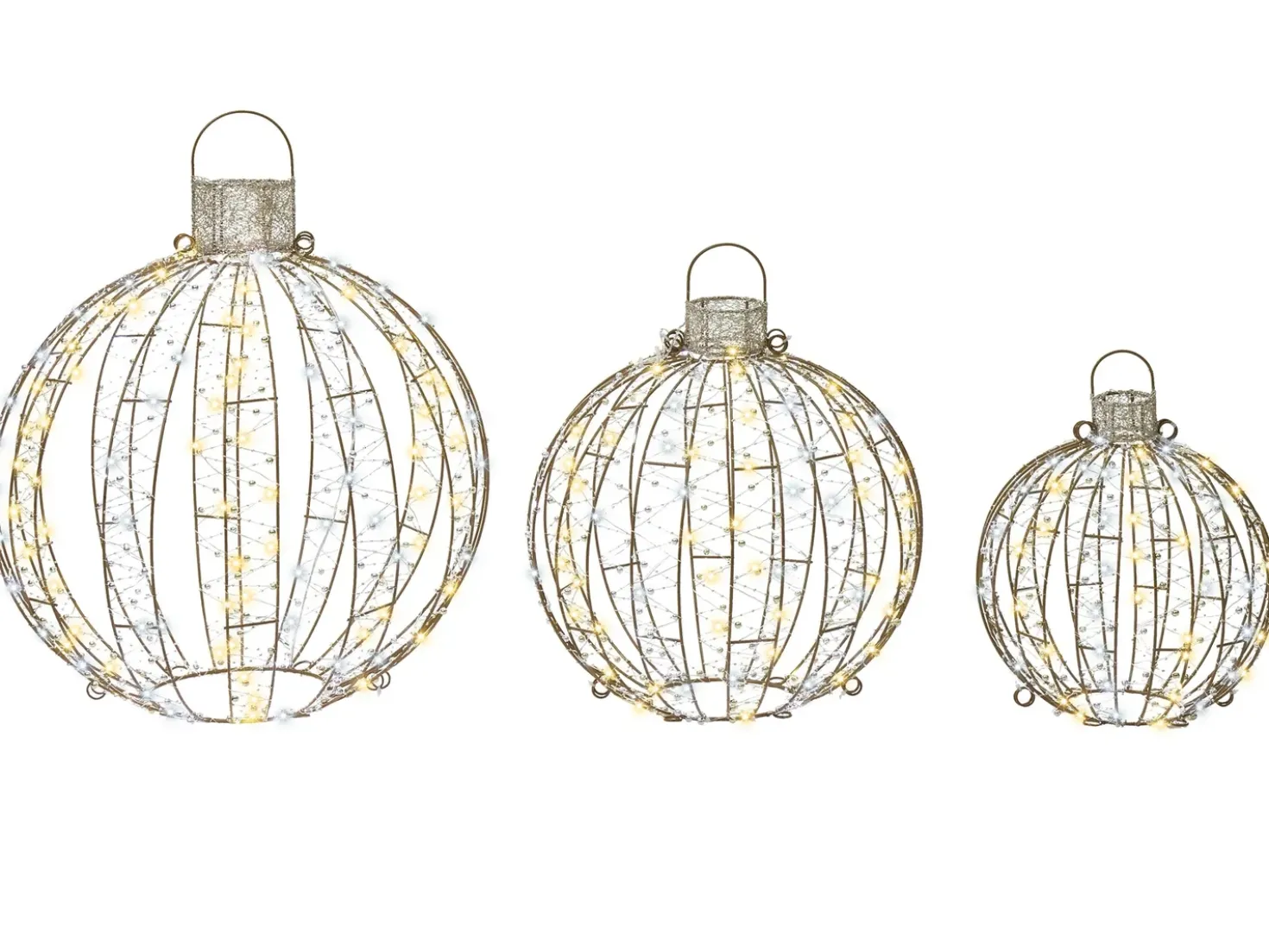 Decorazione per esterni LED GAROUR Palla di Natale 65/50/40 cm Oro