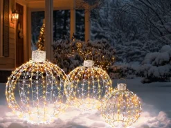 Decorazione per esterni LED GAROUR Palla di Natale 65/50/40 cm Oro