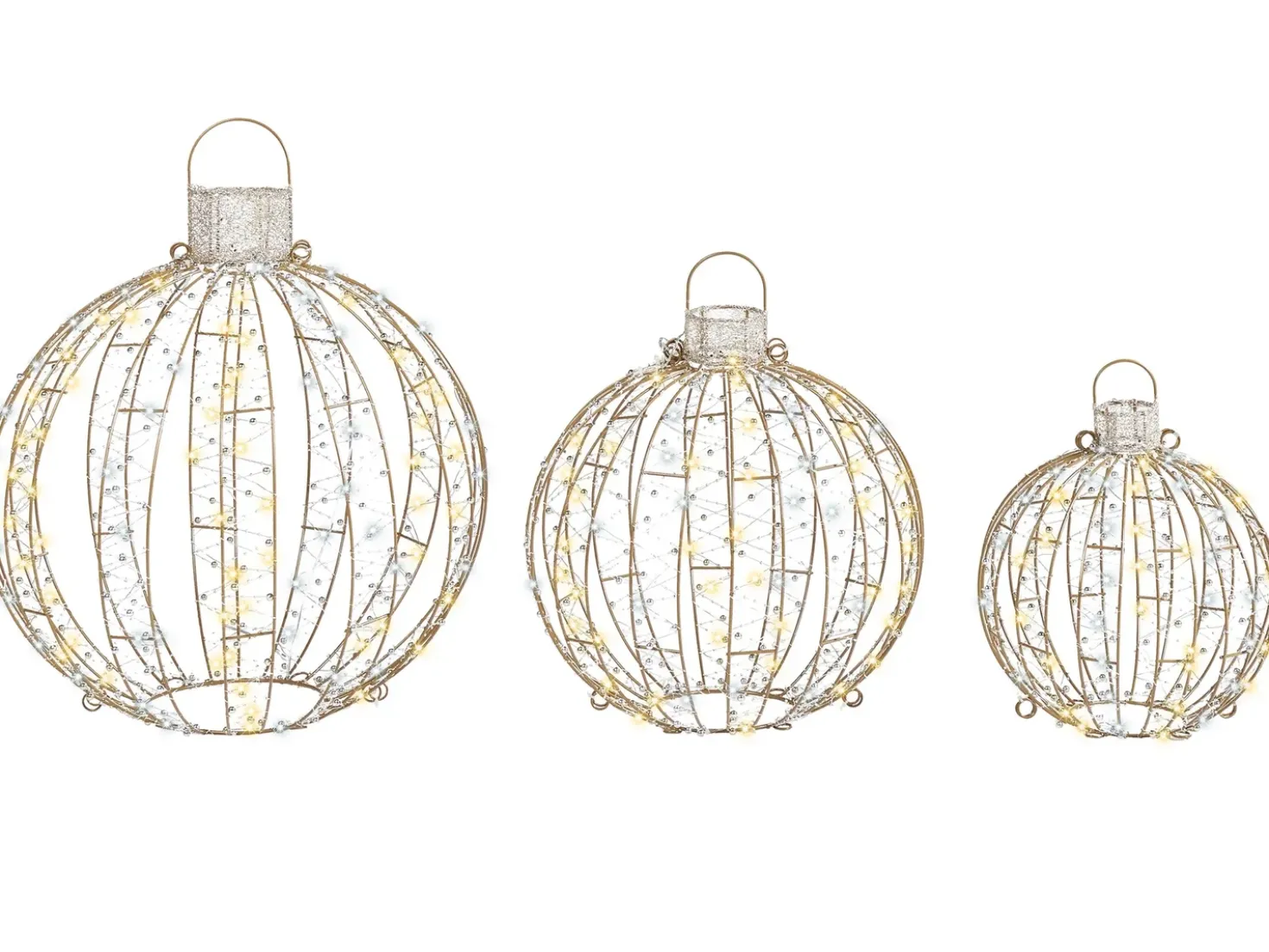 Decorazione per esterni LED GAROUR Palla di Natale 65/50/40 cm Oro