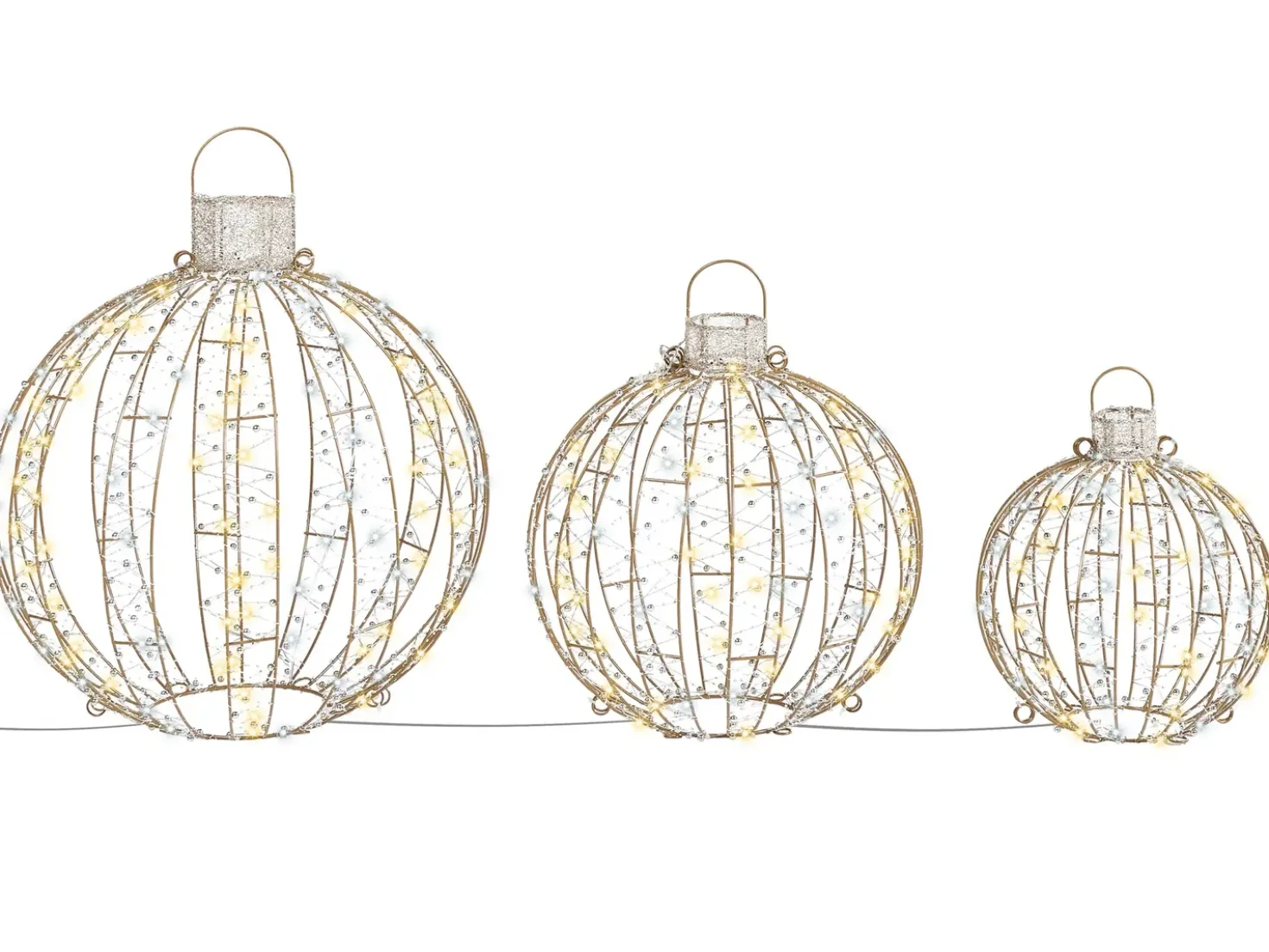 Decorazione per esterni LED GAROUR Palla di Natale 65/50/40 cm Oro