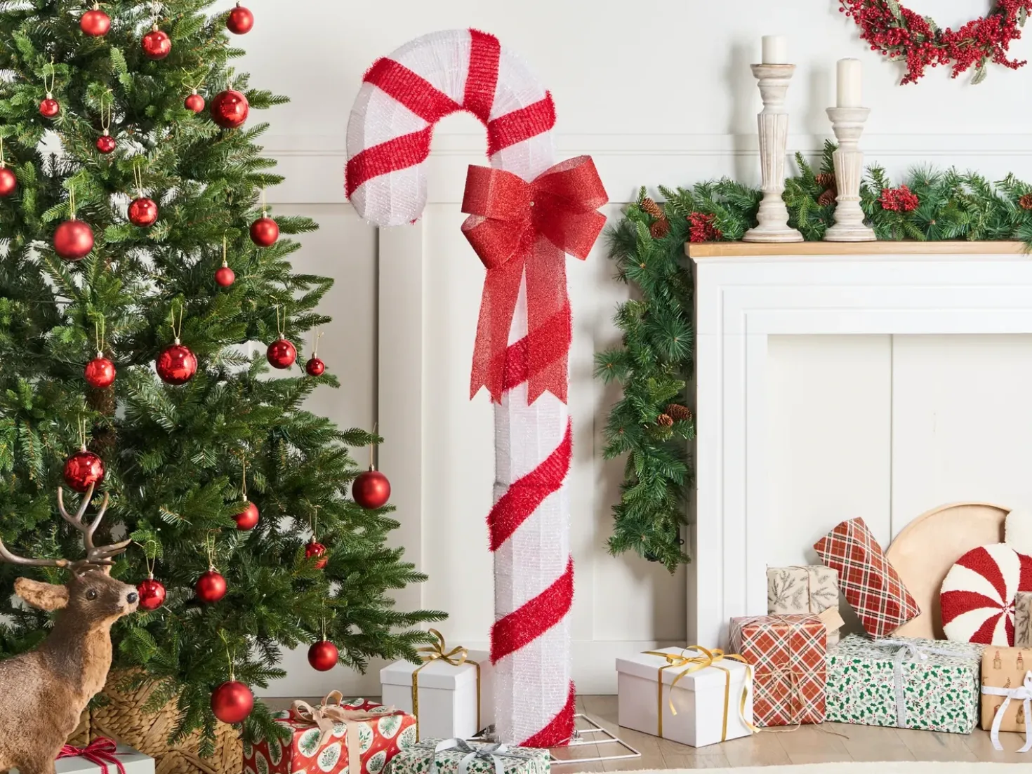 Decorazione per esterni LED ALARNI Bastoncino di zucchero 150 cm Rosso